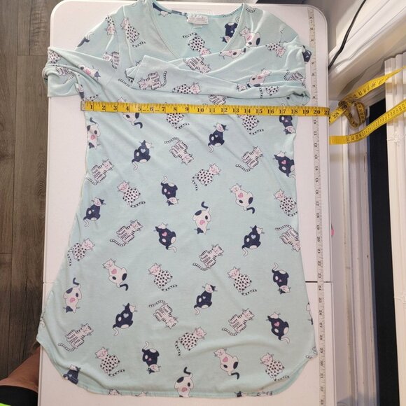 Vintage Character Womens Nightshirt Crazy Cat Lady Small Pjs All Over Cat Print - Picture 7 of 8